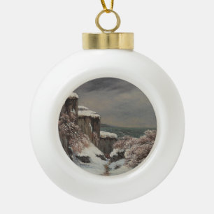 Falaises au Bord de la Mer sous la Neige - Courbet Ceramic Ball Christmas Ornament