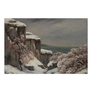 Falaises au Bord de la Mer sous la Neige - Courbet Poster