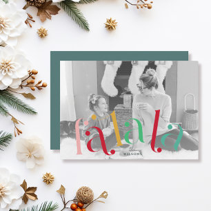 Falala Colourful Typography 2 Photo Christmas Holiday Card