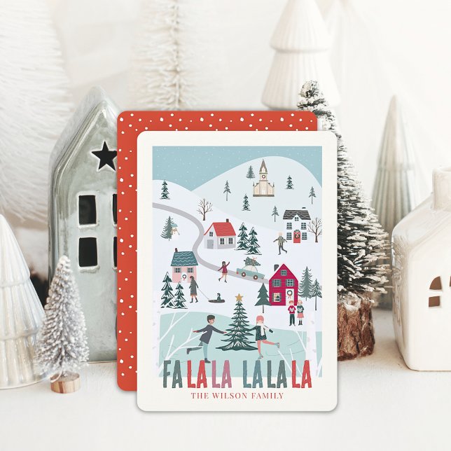 Falala Festive Winter Christmas Town/Village Photo Holiday Card (Creator Uploaded)