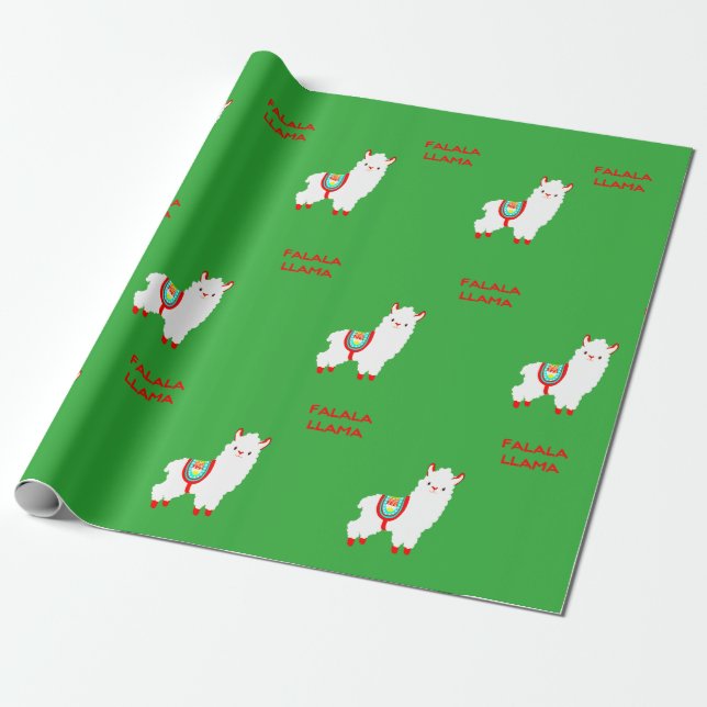 FaLaLa Llama Pattern Wrapping Paper (Unrolled)