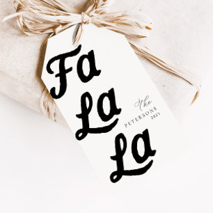 Falala Modern Retro Black & White Plaid Christmas Gift Tags