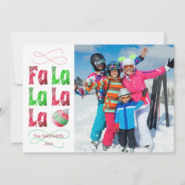 FaLaLa Watercolor, Editable Greeting on Back Holiday Card (Front)