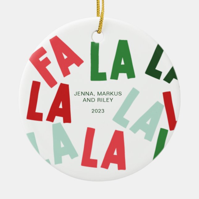 FaLaLaLa Christmas Ceramic Tree Decoration (Front)