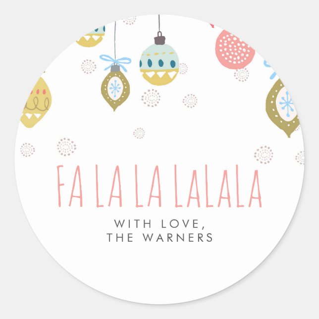 Falalala Christmas Classic Round Sticker (Front)