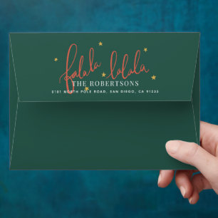 Falalala Christmas Lights Holiday Green Envelope