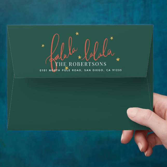 Falalala Christmas Lights Holiday Green Envelope (Hand)