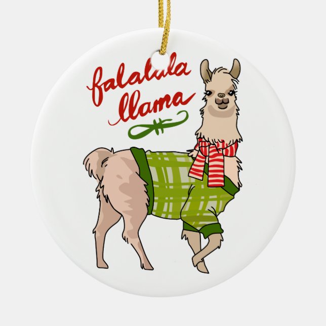 Falalala Llama Ceramic Tree Decoration (Front)