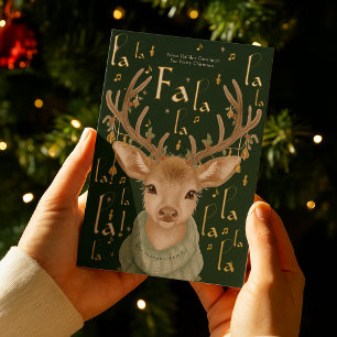 FaLaLaLa Watercolor Reindeer Christmas Greeting