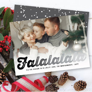Falalalala Black Ombre Script Fun Christmas Photo Holiday Card