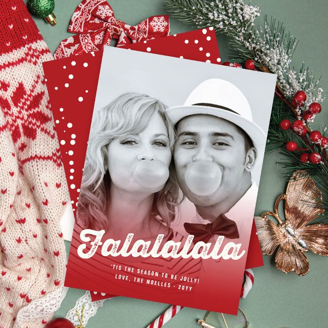 Falalalala Bold Script Fun Classic Christmas Photo Holiday Card (Creator Uploaded)