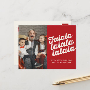 Falalalala Bold Script Fun Classic Christmas Photo Holiday Postcard