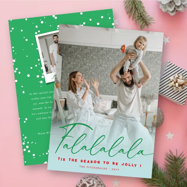 Falalalala Fun Script Christmas Holiday Photo Card (Creator Uploaded)