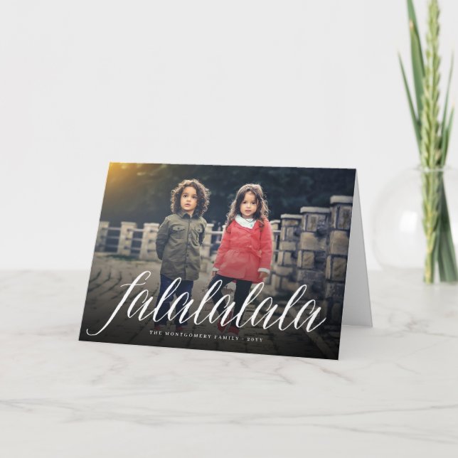 Falalalala Fun Simple Script Holiday Photo Card (Front)