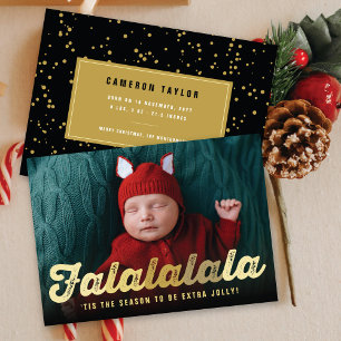 Falalalala Gold Ombre Script Fun Christmas Photo Holiday Card