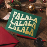 Falalalala Groovy Wavy Typography Green Christmas Foil Holiday Card<br><div class="desc">FaLaLaLaLa Christmas Card: a retro design,  with a wavy vintage typography in gold foil and a classic green background</div>