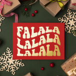 Falalalala Groovy Wavy Typography Red Christmas Foil Holiday Card<br><div class="desc">FaLaLaLaLa Christmas Card: a retro design,  with a wavy vintage typography in gold foil and a classic red background</div>