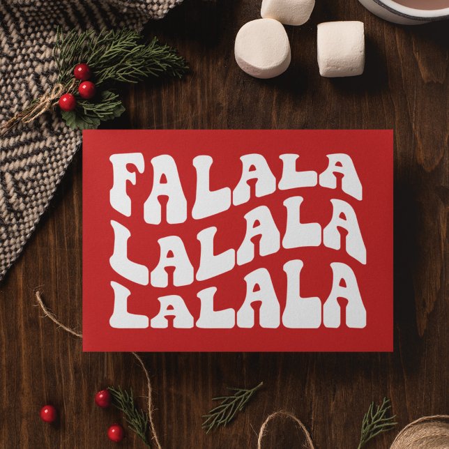 Falalalala Groovy Wavy Typography Red Christmas Holiday Card (Creator Uploaded)