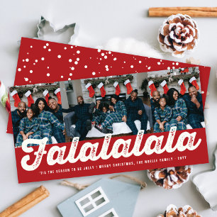 FaLaLaLaLa Jolly Fun Christmas 3 Photo Collage Holiday Card