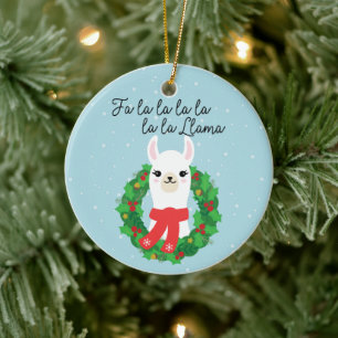 FaLaLaLaLa Llama Fun Christmas Ceramic Tree Decoration