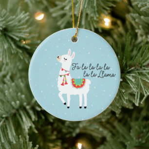 FaLaLaLaLa Llama Fun Snow Christmas Ceramic Tree Decoration