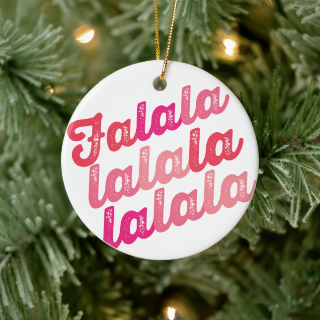 Falalalala Pink Ombre Bold Script Photo Christmas Ceramic Tree Decoration (Tree)
