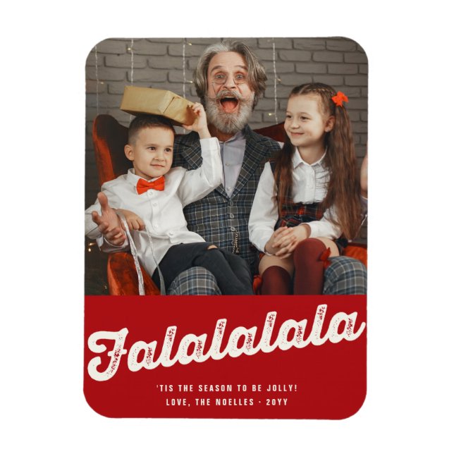 FaLaLaLaLa Red Fun Christmas Holiday Photo Magnet (Vertical)