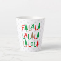 Falalalala... Red Green Brown Snowflakes Latte Mug