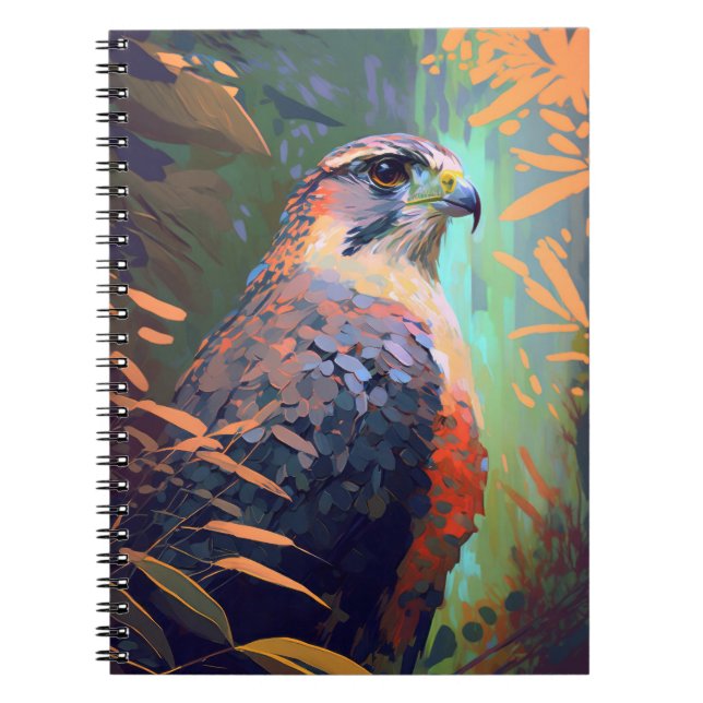 Falcon Bird Animal Portrait Painting Wildlife Free Notebook (Front)