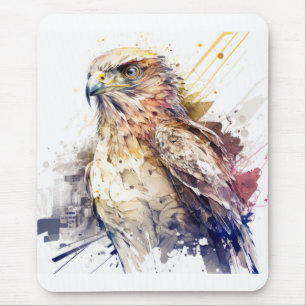 Falcon Bird Portrait Animal Painting Wildlife Free Mouse Mat