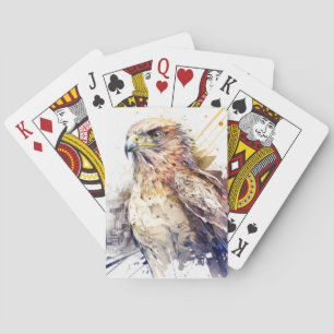 Falcon Bird Portrait Animal Painting Wildlife Free Playing Cards