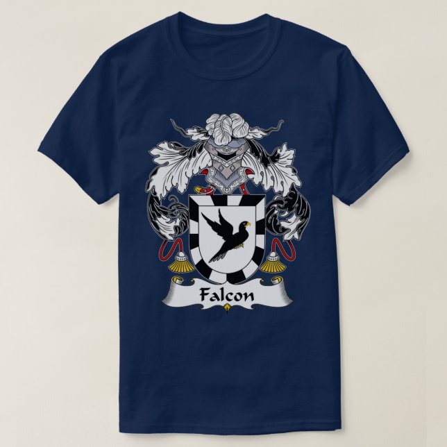 Falcon Coat of Arms Family Crest  T-Shirt (Design Front)