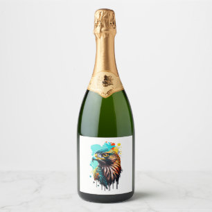 Falcon Colourful - Falcon Buzzard Eagle Bird Sparkling Wine Label