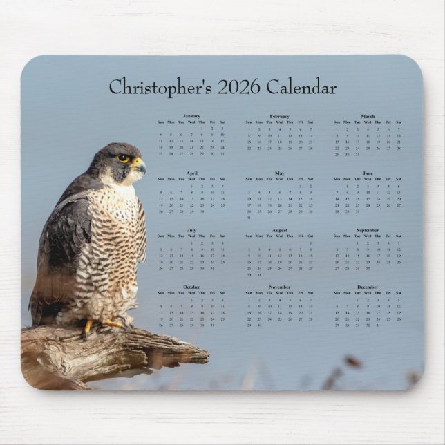 Falcon - Customizable full year 2026 calendar Mouse Mat (Front)