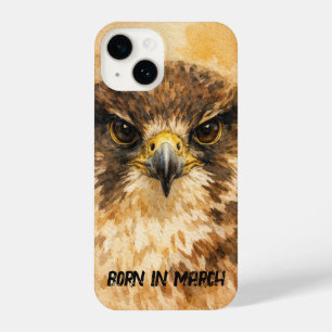 Falcon Face – March Birth Month Watercolor Art  iPhone 14 Case