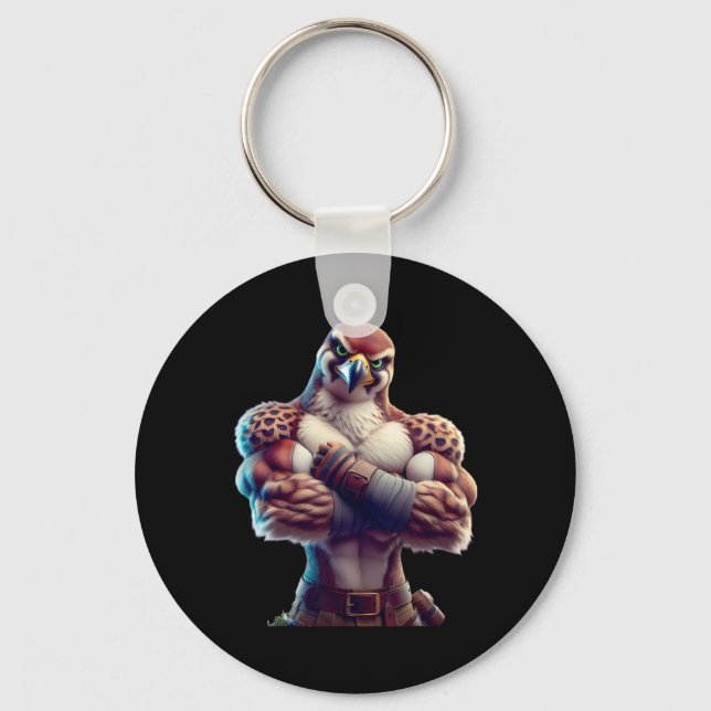 Falcon Flexing Fan Lover Bodybuilding Gym Workout  Key Ring (Front)