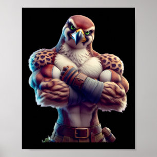 Falcon Flexing Fan Lover Bodybuilding Gym Workout  Poster