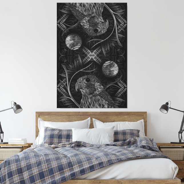 Falcon Full Moon Canvas Print (Insitu(Bedroom))
