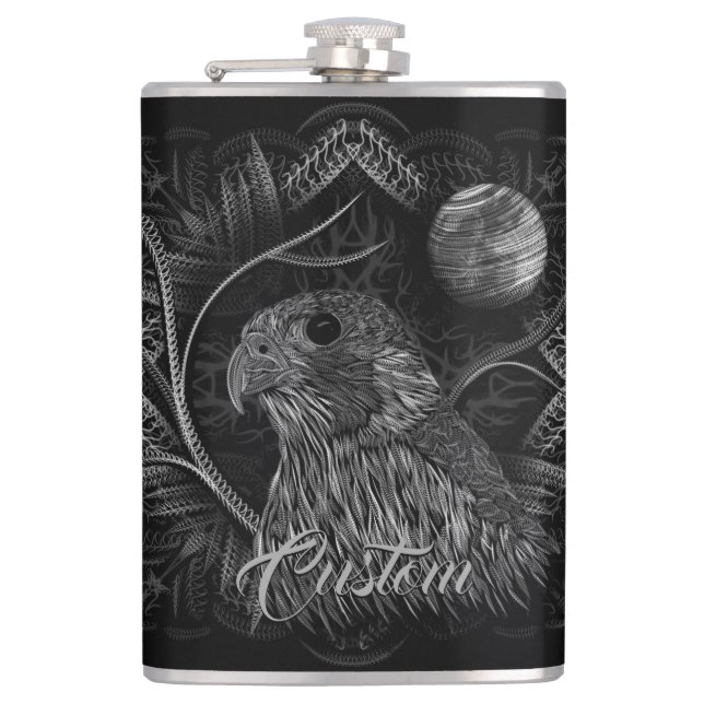 Falcon Full Moon Hip Flask (Front)