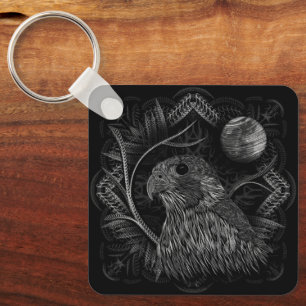 Falcon Full Moon Key Ring