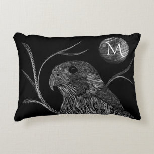 Falcon Full Moon Monogram Black Decorative Cushion