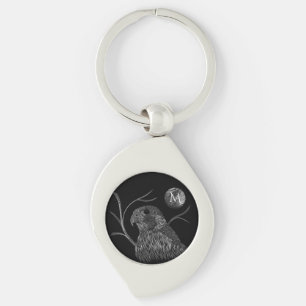 Falcon Full Moon Monogram Black Key Ring