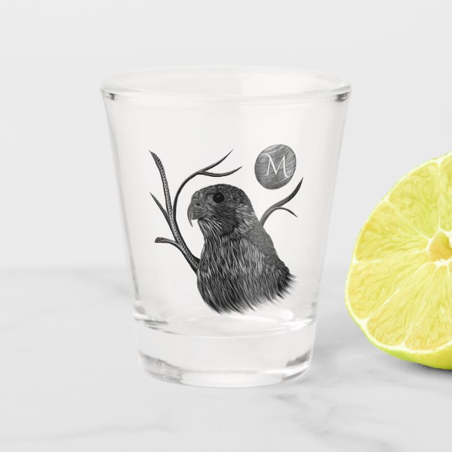 Falcon Full Moon Monogram Shot Glass (Front)