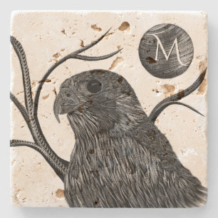 Falcon Full Moon Monogram Stone Coaster