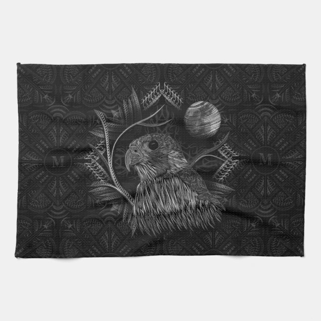 Falcon Full Moon Monogram Tea Towel (Horizontal)