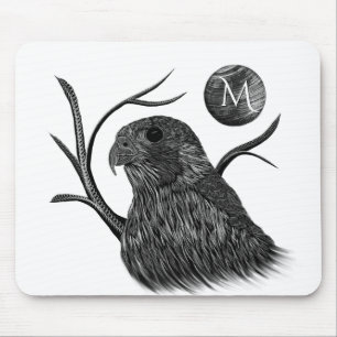Falcon Full Moon Monogram White Mouse Mat