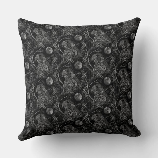 Falcon Full Moon Pattern Throw Pillow (Back)