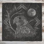 Falcon Full Moon Scarf<br><div class="desc">Dark and intricate ornamental artwork of a peregrine falcon with full moon and tree branches. ♡ Idyllfire</div>