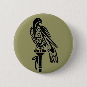 Falcon on Block Perch 6 Cm Round Badge
