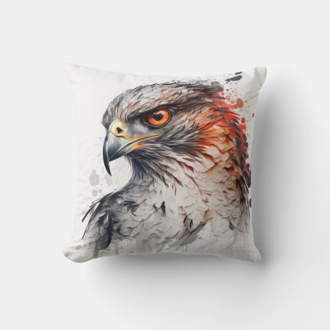 Falcon Portrait Animal Painting Wildlife Outdoors  Cushion (Front)